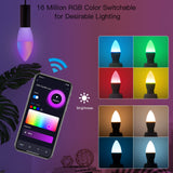 MOES WiFi Smart E12 5W Candle LED Light Candelabra Bulb RGBCCT 2700-6500K Alexa Google Voice Control, view 4
