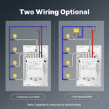 Moes WiFi Smart Light Switch Wall Touch Glass Switch No Neutral Wire Required US Standard, view 5