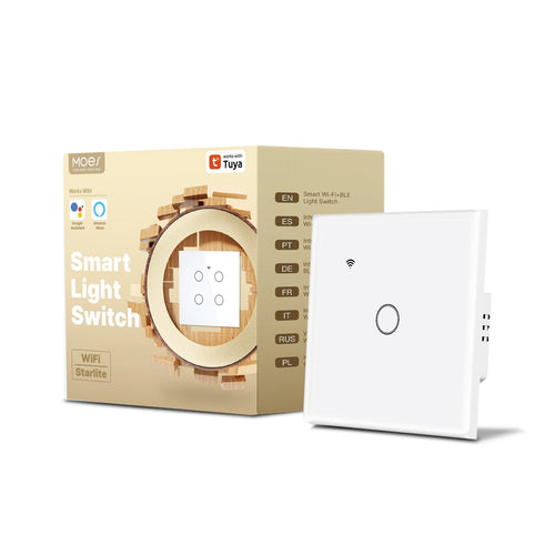 Moes WiFi Smart Light Wall Touch Switch No Neutral Wire Required EU Standard