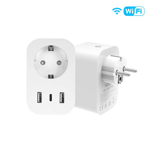 Moes WiFi Smart Plug 16A EU Socket Outlet 2USB 1Type-C Fast Charging Power Electricity Monitor