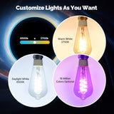 Moes Matter WiFi E27 Smart Edison LED Light Bulbs 16 Million RGB Color Changing 2700K-6500K Dimmable, view 2
