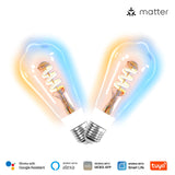 Moes Matter WiFi E27 Smart Edison LED Light Bulbs 16 Million RGB Color Changing 2700K-6500K Dimmable, view 6