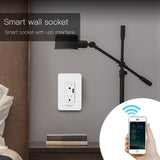 Moes WiFi Smart Power Wall Socket with USB 2 Plug Outlets 15A, view 3