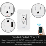 Moes WiFi Smart Power Wall Socket with USB 2 Plug Outlets 15A, view 5