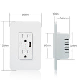 Moes WiFi Smart Power Wall Socket with USB 2 Plug Outlets 15A, view 6