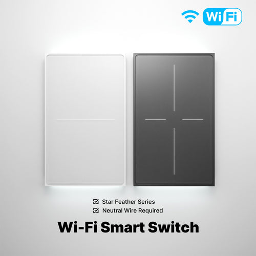 Moes WiFi Star Feather Series Smart Switch Push Button With Neutral Wire Light Scene 2in1 Switch US Version