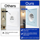 Moes WiFi Smart Wall Socket Glass Panel Outlet Power Monitor Touch Plug Relay Status Light Mode Adjustable EU, view 2