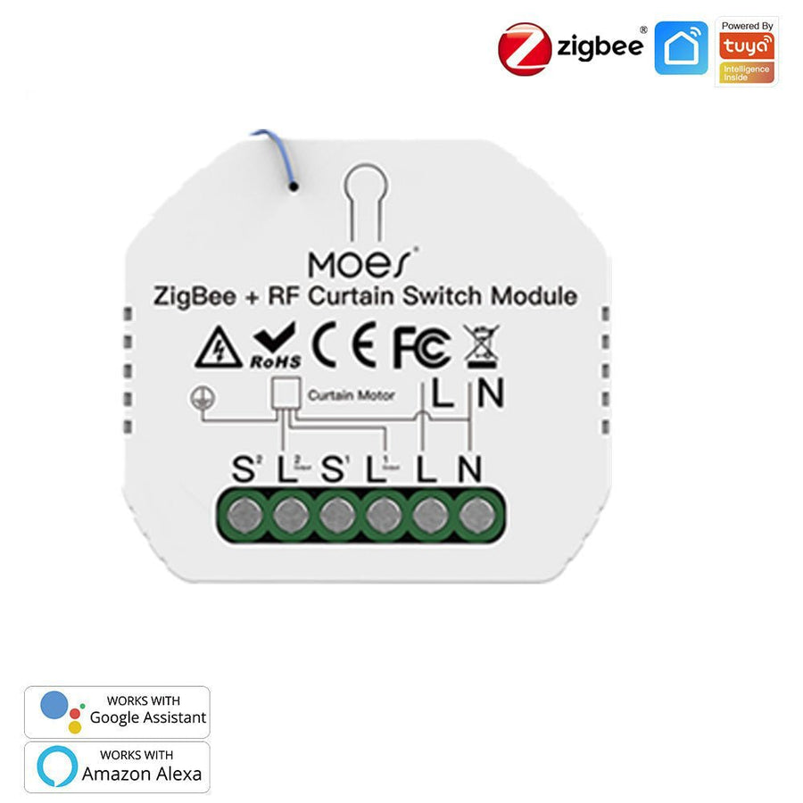 Moes ZigBee RF433 Smart Curtain Switch Module for Electric Motorized Roller Blinds Shutter Motor