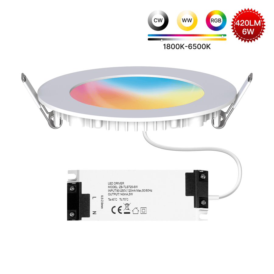 MOES ZigBee Downlight Tuya Dimming Spot lamp 6W RGB Change Warm Cool light