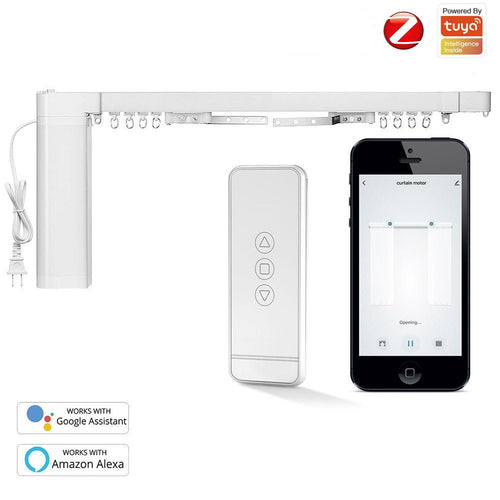 Moes ZigBee Smart Electric Motorized Splicing Curtain Tracks System,Tuya Curtain Motor with DIY Track  RF Remote