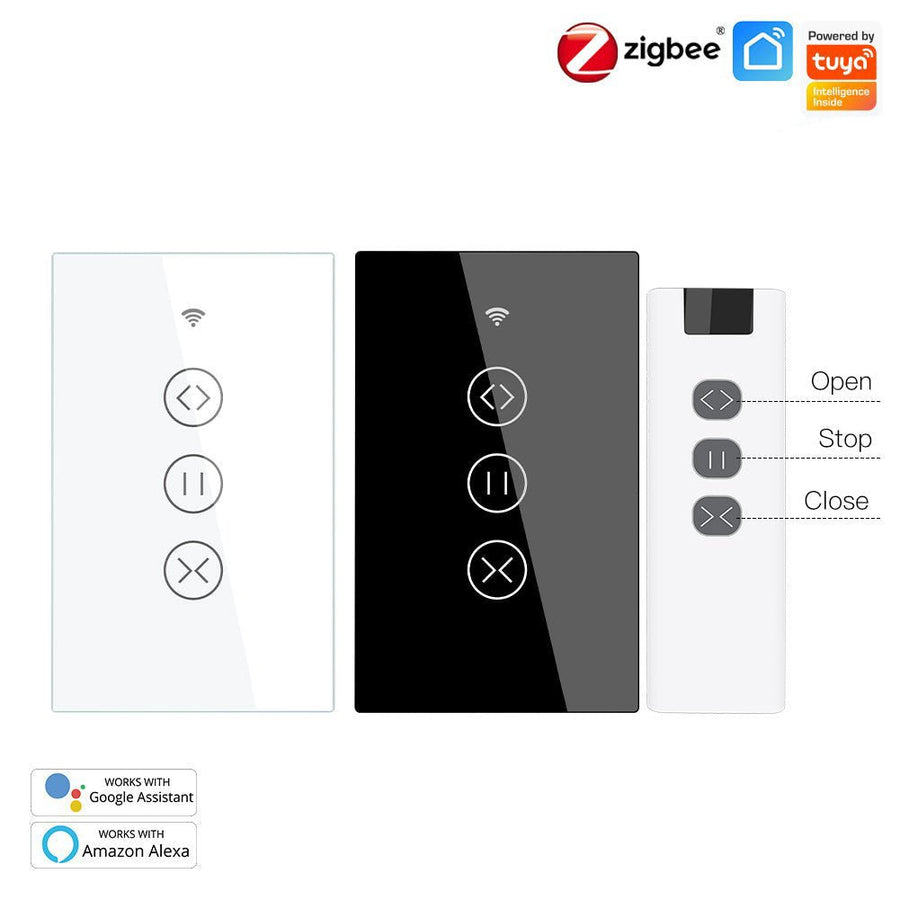 Moes ZigBee RF433 Smart Curtain Blinds Shutter Touch Switch Multi-control Neutral Wire Required US