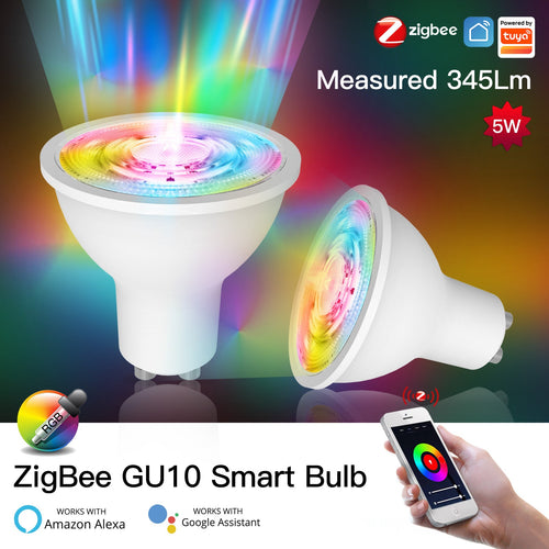 Moes ZigBee GU10 Smart Sync Full Color LED Dimmable Party Light Bulbs RGBCCT 2200-6500K C+W 5W