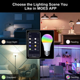 MOES ZigBee Smart LED Light Bulb Energy Efficient E27 Dimmable RGB White Color Lamp 806Lm 9W 90-250V, view 4