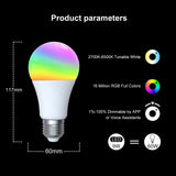 MOES ZigBee Smart LED Light Bulb Energy Efficient E27 Dimmable RGB White Color Lamp 806Lm 9W 90-250V, view 6