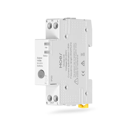 MOES Tuya ZigBee Smart Circuit Breaker 63A Electricity Monitor V0 Fireproof Remote APP Control with Alexa