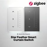 Moes Zigbee Smart Curtain Switch Star Feather Series Anti-Glare Touch Panel Flowing Backlight US Version, view 3