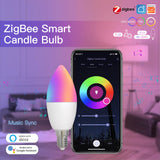 Moes ZigBee Smart E14 Candle LED Light Candle Bulb 5W RGBCCT 2200-6500K Alexa Google Voice Control, view 2
