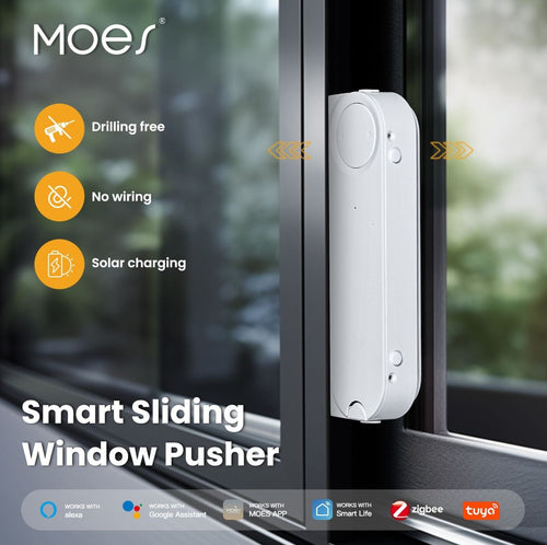 Moes ZigBee Smart Sliding Window Pusher Automatic Opener Closer Solar Charging