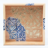 MyTindy 22 cm Wooden Tray with Printed Zelij Fragments, view 2