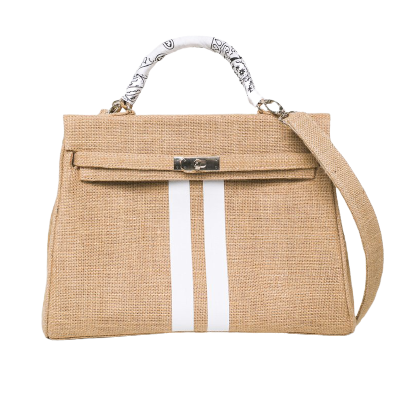 MyTindy 24H LOLA Jute Handbag with Stripes