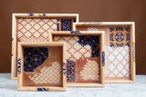 MyTindy 27 cm Wooden Tray with Printed Zelij Fragments, view 3