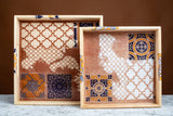 MyTindy 32 cm Wooden Tray with Printed Zelij Fragments, view 3