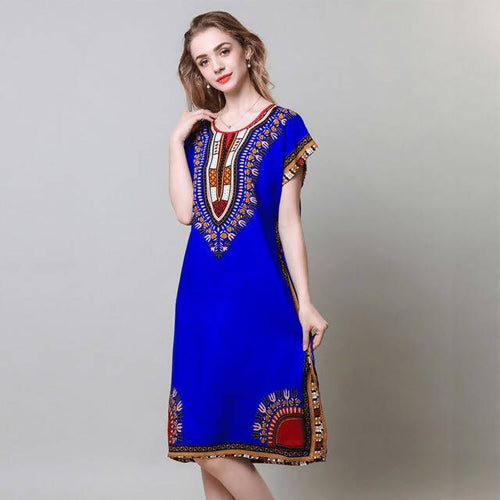 MyTindy African ethnic dress in royal blue