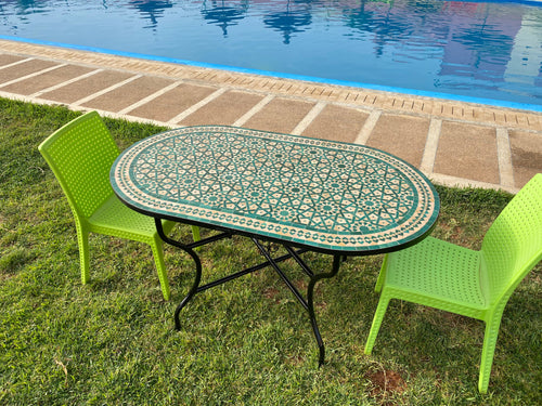 MyTindy Amazing dinning Table, Moroccan Mosaic Table, Oval table, outdoor-indoor Mosaic Table, Large Mosaic Table, 100% handcrafted, free shipping