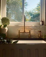 MyTindy Antique Brass Bridge Faucet, Unlacquered Brass Kitchen Sink Faucet, view 4