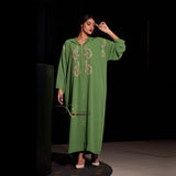 MyTindy Apple Green Djellaba with Pearls, view 2