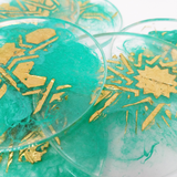 MyTindy Aqua and Gold Resin Coasters, view 4
