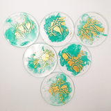 MyTindy Aqua and Gold Resin Coasters, view 5