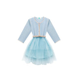 MyTindy Aqua blue Moroccan kaftan for girls kids, view 4