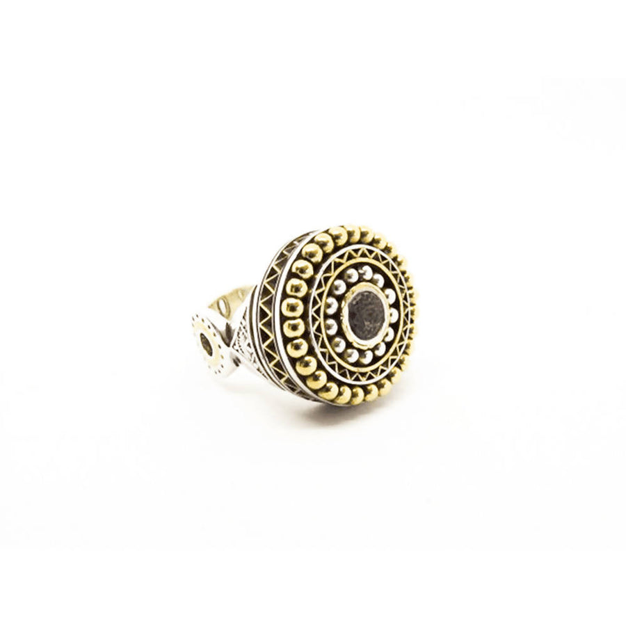 MyTindy Artisan Tuareg Silver & Copper Ring Chevron Bead