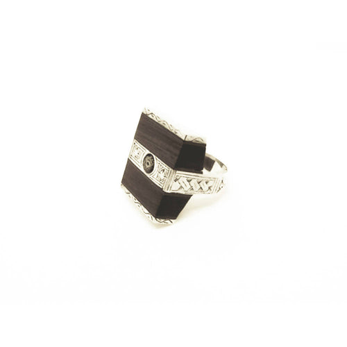 MyTindy Artisan Tuareg Silver Ring Chevron Bead