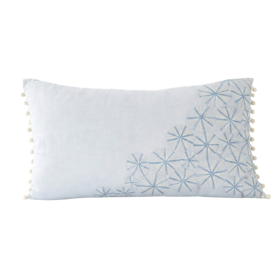 MyTindy Artisanal "Tarz Rbati" Lumbar Cushion - Blue Floral Medallion Embroidery on Premium Cotton
