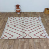 MyTindy Authentic White And Red Moroccan Small Rug - 4x5 Ft Wool Berber Carpet, view 4