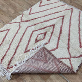 MyTindy Authentic White And Red Moroccan Small Rug - 4x5 Ft Wool Berber Carpet, view 5