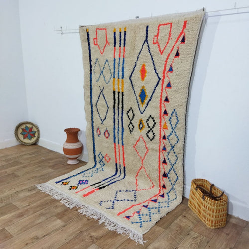 MyTindy Authentic Moroccan rug Style Azilal rug 4x8 ft Handmade rug Berber rug