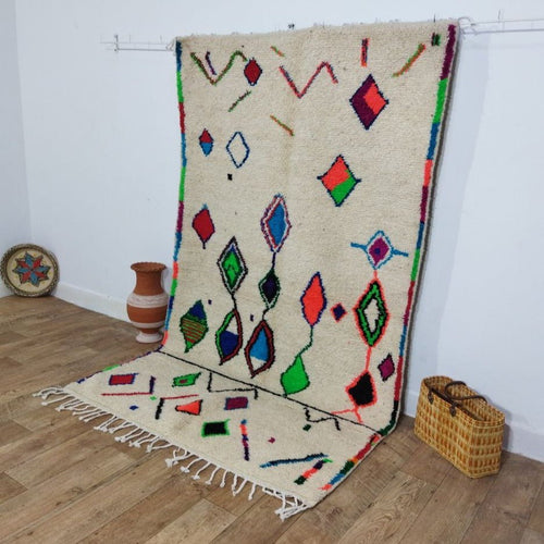 MyTindy Authentic Moroccan rug Style Azilal rug 4x8 ft Handmade rug Berber rug