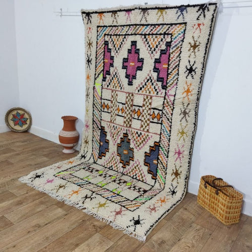 MyTindy Authentic Moroccan rug Style Azilal rug 4x8 ft Handmade rug Berber rug