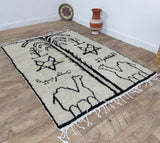 MyTindy Authentic Moroccan rug Style Beni Ouarain rug 4x6 ft Handmade Rug Berber rug, view 5