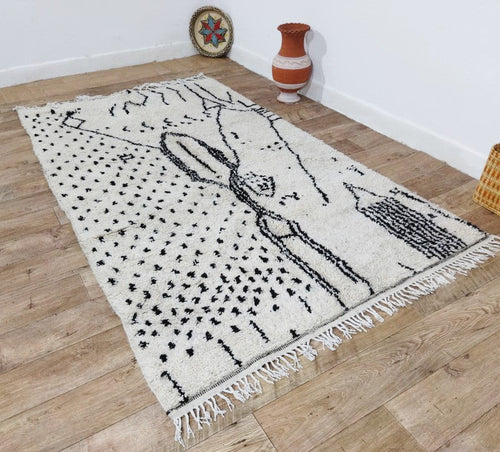 MyTindy Authentic Carpet Morocco Style Beni Ouarain rug 4x8 ft Handmade Rug berber rugs from morocco