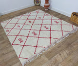 MyTindy Authentic Moroccan rug Style Beni Ouarain rug 6x6 ft Handmade Rug Berber rug, view 4