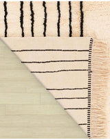 MyTindy Authentic Moroccan Wool Black and White Beni Mrirt Rug, view 5