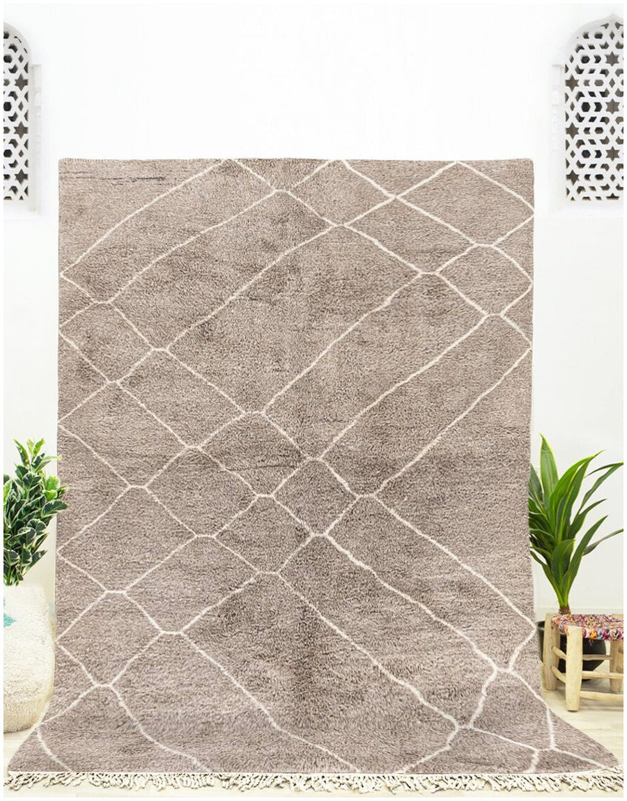 MyTindy Authentic Moroccan Wool Brown Beni Mrirt Rug