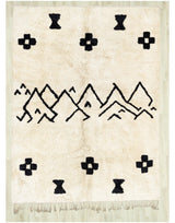 MyTindy Authentic Moroccan Wool Cream and Black Beni Mrirt Rug, view 2