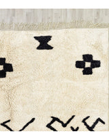 MyTindy Authentic Moroccan Wool Cream and Black Beni Mrirt Rug, view 4