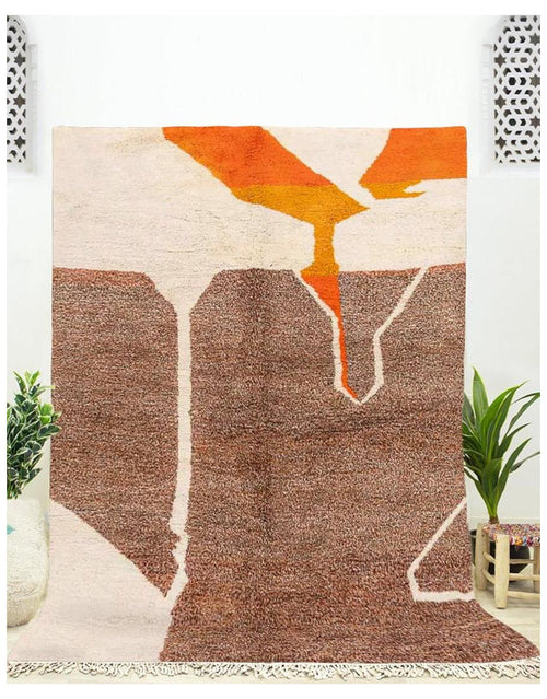 MyTindy Authentic Moroccan Wool Orange and Brown Beni Mrirt Rug