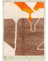 MyTindy Authentic Moroccan Wool Orange and Brown Beni Mrirt Rug, view 2
